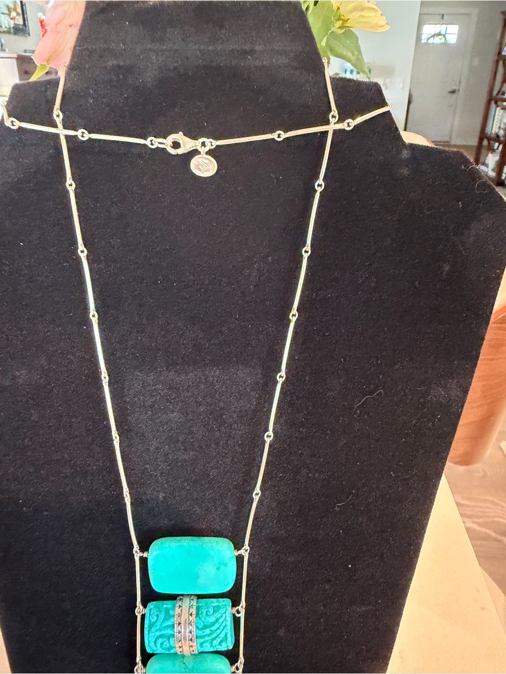 Silpada Sterling Silver Necklace with Turquoise Blue Pendants